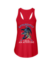 Load image into Gallery viewer, Apparently I Have An Attitude Blue Dragon Ladies Flowy Tank
