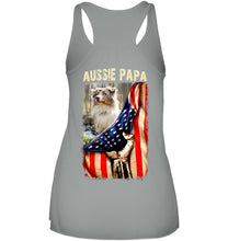 Load image into Gallery viewer, Aussie Papa America Flag Unique Custom Design For Dog Lovers Ladies Flowy Tank

