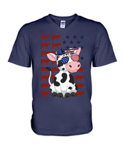 Load image into Gallery viewer, Lovely Phone Case Cow And American Flag Gift For Cow Lovers Guys V-Neck
