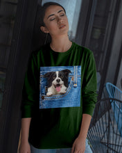 Load image into Gallery viewer, Border Collie In Denim Pocket Gift For Dog Lovers Unisex Long Sleeve
