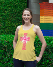 Load image into Gallery viewer, Cross Breast Cancer Awareness  Special Custom Design Ladies Flowy Tank

