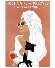 Load image into Gallery viewer, A Girl Loves Cats And Wine Unique Custom Design For Cat Lovers Vertical Poster
