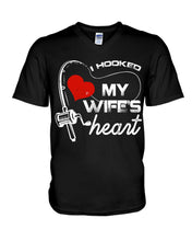 Load image into Gallery viewer, I Hooked My Wifes Heart Gift For Fishing Lovers Guys V-Neck
