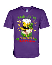 Load image into Gallery viewer, Baseball Drink Beer Day St Patrick's Day Gift For Baseball Lovers Guys V-Neck
