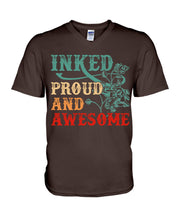 Load image into Gallery viewer, Inked Proud And Awesome Gift For Tattoo Lovers Guys V-Neck
