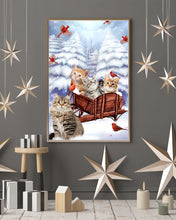 Load image into Gallery viewer, Cat Snow Pine Cardinal Gift For Cat Lovers Vertical Poster
