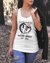 Load image into Gallery viewer, I'm A Nova Scotia Girl  Loves Boots Horse And Wine  For Personalized Nation Gift Ladies Flowy Tank
