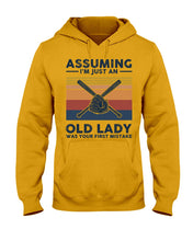 Load image into Gallery viewer, Assuming I;m Just An Old Lady Was Your First Mistake Gift For Softball Lovers Hoodie
