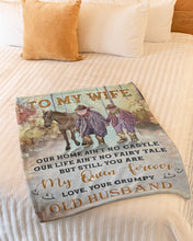 Load image into Gallery viewer, Cowboy Our Home Ain't No Castle Grumpy Old Husband Gift For Wife Fleece Blanket
