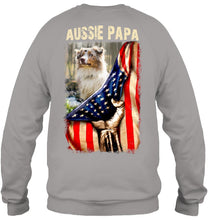 Load image into Gallery viewer, Aussie Papa America Flag Unique Custom Design For Dog Lovers Sweatshirt

