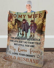 Load image into Gallery viewer, Cowboy Our Home Ain't No Castle Grumpy Old Husband Gift For Wife Sherpa Blanket
