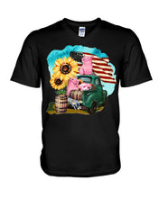 Load image into Gallery viewer, Black Phone Case With Pig Sunflower Gift For Pig Lovers Guys V-Neck
