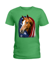 Load image into Gallery viewer, Horse Covered Into USA Flag Meaningful Gift For Men Ladies Tee
