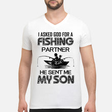 Load image into Gallery viewer, God Sent Me My Son As A Fishing Partner   Special Custom Design Guys V-Neck
