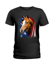 Load image into Gallery viewer, Horse Covered Into USA Flag Meaningful Gift For Men Ladies Tee
