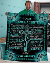 Load image into Gallery viewer, Cross Celtic Design Grandpa Gift For Granddaughter God Gave Me You Sherpa Blanket
