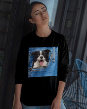 Load image into Gallery viewer, Border Collie In Denim Pocket Gift For Dog Lovers Unisex Long Sleeve
