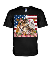 Load image into Gallery viewer, Bull Dogs USA Flag And Butterfly Pattern Gift For Dog Lovers Guys V-Neck

