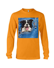 Load image into Gallery viewer, Border Collie In Denim Pocket Gift For Dog Lovers Unisex Long Sleeve

