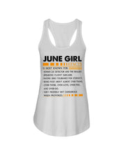 Load image into Gallery viewer, June Girl Facts Very Friendly But Dangerous Custom Design Ladies Flowy Tank
