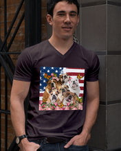 Load image into Gallery viewer, Bull Dogs USA Flag And Butterfly Pattern Gift For Dog Lovers Guys V-Neck
