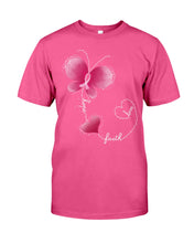 Load image into Gallery viewer, Faith Butterfly Breast Cancer Awareness Custom Design Guys Tee
