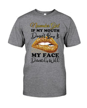 Load image into Gallery viewer, Birthday Gift For November Girl If My Mouth Doesn't Say It My Face Definitely Guys Tee
