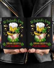 Load image into Gallery viewer, Baseball Drink Beer Day St Patrick's Day Gift For Baseball Lovers Mug
