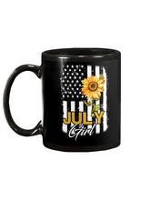 Load image into Gallery viewer, Birthday Gift For July Girl American Flag With Sunflower Mug
