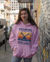 Load image into Gallery viewer, Assuming I;m Just An Old Lady Was Your First Mistake Gift For Softball Lovers Hoodie
