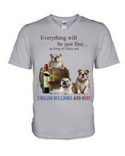 Load image into Gallery viewer, English Bulldog Just Fine With Wine  Gift For Dog Lovers Guys V-Neck
