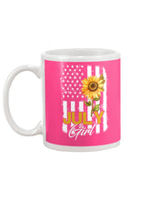 Load image into Gallery viewer, Birthday Gift For July Girl American Flag With Sunflower Mug

