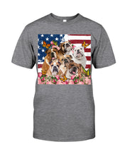 Load image into Gallery viewer, Bull Dogs USA Flag And Butterfly Pattern Gift For Dog Lovers Guys Tee
