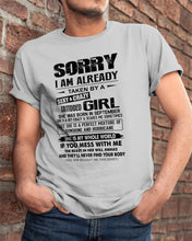 Load image into Gallery viewer, I'm Already Taken By    September Sexy And Crazy Girl For Birthday Gift Guys Tee

