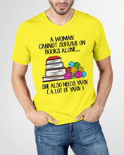 Load image into Gallery viewer, A Woman Cannot Survive On Book Alone She Also Needs Yarn Trending Guys V-Neck
