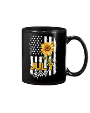Load image into Gallery viewer, Birthday Gift For July Girl American Flag With Sunflower Mug
