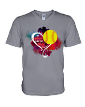 Load image into Gallery viewer, Lovely Phone Case My Heart Is On Field Gift For Softball Lovers Guys V-Neck
