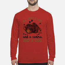 Load image into Gallery viewer, All I Need IS Love And A Camera And A Dog Gift For Dog Lovers Unisex Long Sleeve

