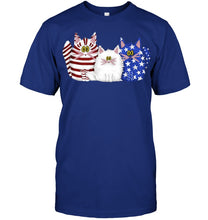 Load image into Gallery viewer, Three Cute Cats And US Flag Gift For Cats Lovers Guys Tee
