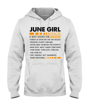 Load image into Gallery viewer, June Girl Facts Very Friendly But Dangerous Custom Design Hoodie
