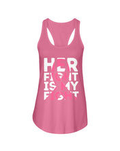 Load image into Gallery viewer, Her Fight Is My Fight Breast Cancer Awareness Meaningful Gift Ladies Flowy Tank
