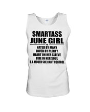 Load image into Gallery viewer, Birthday Gift For Smartass June GirlHeart On Her Sleeve Unisex Tank Top
