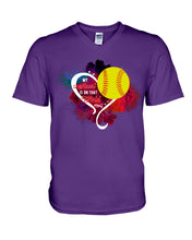 Load image into Gallery viewer, Lovely Phone Case My Heart Is On Field Gift For Softball Lovers Guys V-Neck
