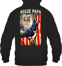 Load image into Gallery viewer, Aussie Papa America Flag Unique Custom Design For Dog Lovers Hoodie
