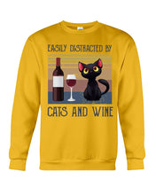 Load image into Gallery viewer, Easily Distracted By Cats And Wine Special Custom Design Sweatshirt
