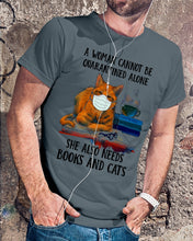 Load image into Gallery viewer, Cute Phone Case Gift For Books And Cats Lovers A Woman Cannot Be Quarantined Alone Guys Tee
