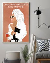 Load image into Gallery viewer, A Girl Loves Cats And Wine Unique Custom Design For Cat Lovers Vertical Poster
