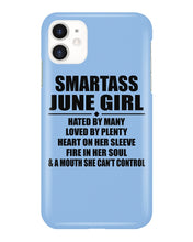 Load image into Gallery viewer, Birthday Gift For Smartass June GirlHeart On Her Sleeve Phone case
