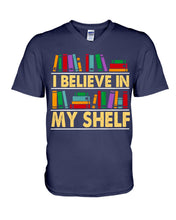 Load image into Gallery viewer, I Believe In My Shelf Trending For Book Lovers Guys V-Neck
