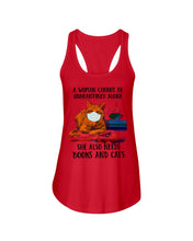 Load image into Gallery viewer, Cute Phone Case Gift For Books And Cats Lovers A Woman Cannot Be Quarantined Alone Ladies Flowy Tank
